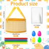 8Sets Large Easter Basket Foldable Easter Baskets with Handle Ribbon Cellophane Bags 24 Colorful Eggs for Easter Egg Hunt Baskets for Gifts Empty (8PCS- Large) view 2