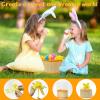 8Sets Large Easter Basket Foldable Easter Baskets with Handle Ribbon Cellophane Bags 24 Colorful Eggs for Easter Egg Hunt Baskets for Gifts Empty (8PCS- Large) view 3
