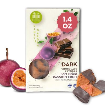 Cansy's Garden Chocolate Covered Passion Fruit, Sweet & Tart Dried Passion Fruit in Dark Chocolate | Tropical Gourmet Snack, Individually Packed, Vegan, Healthy, On the Go Snack Box 1.4 oz
