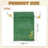 PATIKIL Burlap Drawstring Bags, (4 x 5.5 Inch, Dark Green) (5 Pcs), Embroidered Linen Favor Gift Bag Empty Sachet Pouch, Suit for - Jewelry/Birthday/Wedding/Party Favors/Household Use view 2