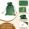 PATIKIL Burlap Drawstring Bags, (4 x 5.5 Inch, Dark Green) (5 Pcs), Embroidered Linen Favor Gift Bag Empty Sachet Pouch, Suit for - Jewelry/Birthday/Wedding/Party Favors/Household Use view 3