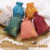 PATIKIL Burlap Drawstring Bags, (4 x 5.5 Inch, Dark Green) (5 Pcs), Embroidered Linen Favor Gift Bag Empty Sachet Pouch, Suit for - Jewelry/Birthday/Wedding/Party Favors/Household Use view 4