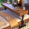 GUAWJRZDP Adjustable Height Overbed Tables with Wheels, Over Bed Desk with Hand Crank, Mobile Bed Tables with Drawer, Portable Desk Over Bed for Laptop, Reading Home Office(Brown+Black,130cm/51.1'') view 1