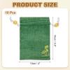PATIKIL Burlap Drawstring Bags, (4 x 5.5 Inch, Dark Green) (10 Pcs), Embroidered Linen Favor Gift Bag Empty Sachet Pouch, Suit for - Jewelry/Birthday/Wedding/Party Favors/Household Use view 2