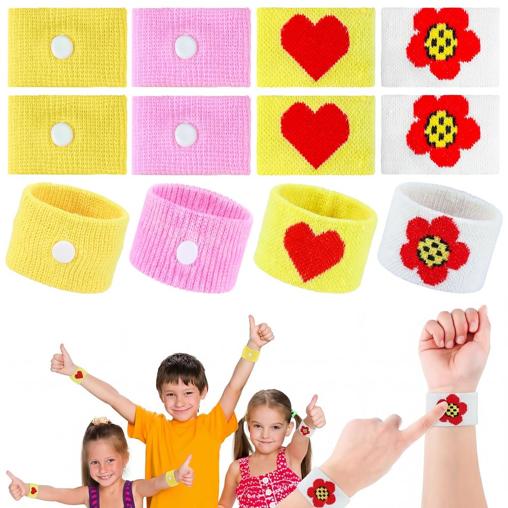 Tondiamo 4 Pairs Motion Sickness Bands Kids Adults Nausea, Heart & Flower
