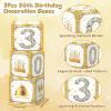 30th Birthday Decorations Boxes for Women, 3PCS Happy 30th Birthday Balloons Boxes, White Gold Theme Cardboard Box Supplies, Bday Theme Cardboard Box Table Decorations, Cube Boxes Party Supplies view 2