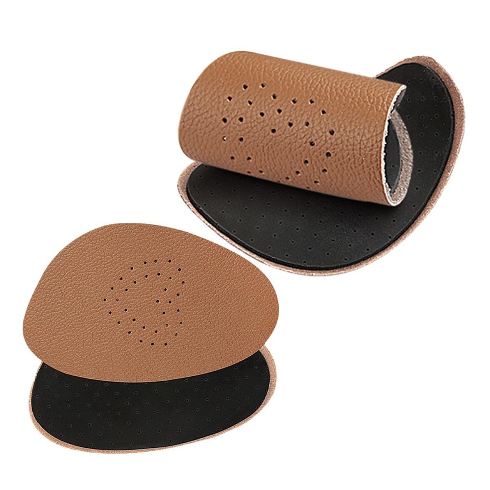 SHOWERORO 2 Pairs Leather Forefoot Pads for High Heels Anti-Slip Ball of Foot Cushions Soft Latex Inserts Relief Shoe Grip for Women