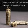 1 Pcs Pocket Pill Case Portable Brass Pill Box with Carving Scriptures for Outdoor Travel Accessories view 4