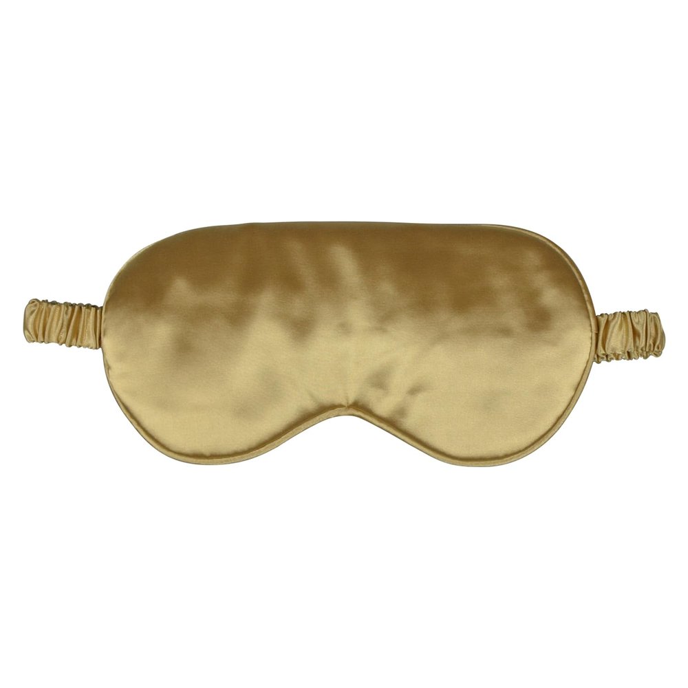 1 Pack Silk Sleep Mask, Soft Eye Mask with Elastic Strap, Lightweight Blindfold for Travel, Naps, Women & Men (Gold)