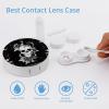 EOQIFJM Skull Black And White Snake Moth Skeleton Mandala Moon Star Pattern Circular Contact Lens Storage Box, Portable Storage Box view 3