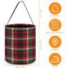 100% BLUE COLLAR Halloween Trick Or Treat Bucket Red Green Buffalo Check Plaid Christmas Multipurpose Reusable Goody Bucket Halloween Candy Bags for Party view 2