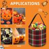 100% BLUE COLLAR Halloween Trick Or Treat Bucket Red Green Buffalo Check Plaid Christmas Multipurpose Reusable Goody Bucket Halloween Candy Bags for Party view 3