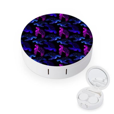 EOQIFJM Watercolor Sea Turtle Circular Contact Lens Storage Box, Portable Storage Box