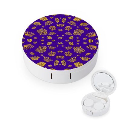 EOQIFJM Royal Crown Circular Contact Lens Storage Box, Portable Storage Box
