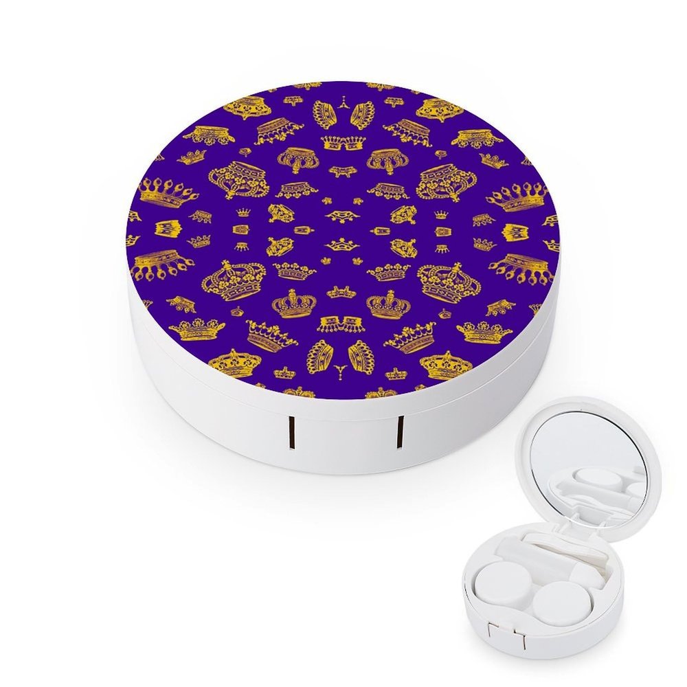 EOQIFJM Royal Crown Circular Contact Lens Storage Box, Portable Storage Box