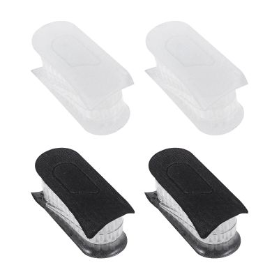 Abaodam Invisible Silicone Heel Lift Inserts 2 Pairs Adjustable Increasing Insoles for and Women, 3-Layer Black and Gray Shoe Inserts for Height and Foot Support