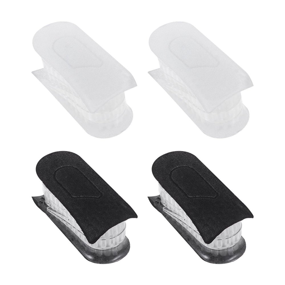 Abaodam Invisible Silicone Heel Lift Inserts 2 Pairs Adjustable Increasing Insoles for and Women, 3-Layer Black and Gray Shoe Inserts for Height and Foot Support