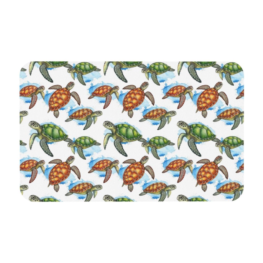 PPIKTC Diatomaceous Mud Bathroom Mat Great Ocean Wave Sea Turtles, Fast Drying Water Absorbent Shower Floor Mat, Non-Slip for Tub and Bathroom Decor