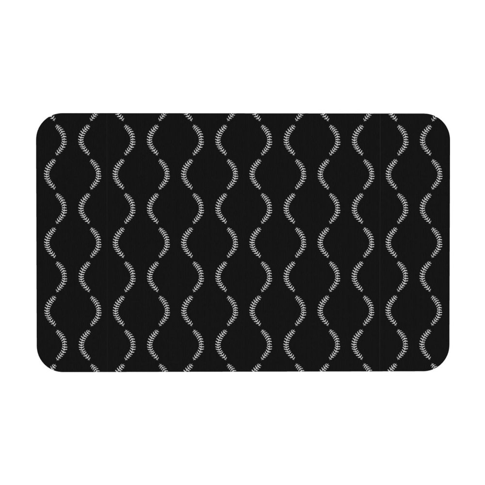 PPIKTC Non-Slip Quick Dry Bath Mat Black Baseball Sport Softball American, Diatomaceous Earth Ultra Absorbent 19.7x31.5in Rug for Bathroom, Shower, and Kitchen