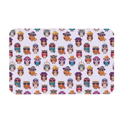 Bathroom Shower Diatomaceous Mat Cute Cartoon Owls, Quick Dry Non-Slip Absorbent Floor Rug for Tub, Bathroom, and Entryway Use