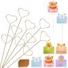 10Pcs 11.8" Heart Floral Picks Card Holders with 15 Greeting Cards, Golden Metal Florist Flower Bouquet Accessories Supplies Photo Place Gifts Card Tree Clips Sticks, Ideal for Birthday Wedding Party view 1