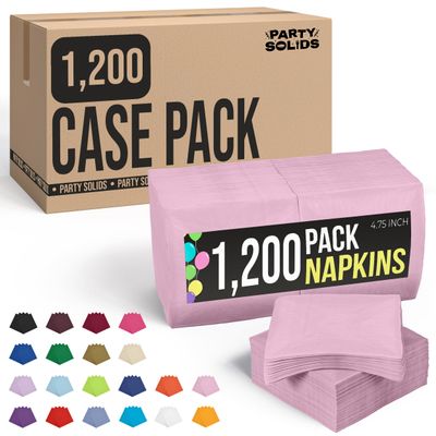 Party Solids Pink Bulk Napkins Disposable Everyday 1,200 Pcs 2 Ply Pink Cocktail Napkins Bulk For Parties & Party Supplies
