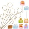 10Pcs 11.8" Round Floral Picks Card Holders with 15 Greeting Cards, Golden Metal Florist Flower Bouquet Accessories Supplies Photo Place Gifts Card Tree Clips Sticks, Ideal for Birthday Wedding Party view 1