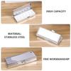 ROMISBABA Rectangular Stainless Steel Pill Box Keychain with 6 Compartments Portable Medication Organizer Travel Container for Pills Vitamins and Chewing Gum view 3
