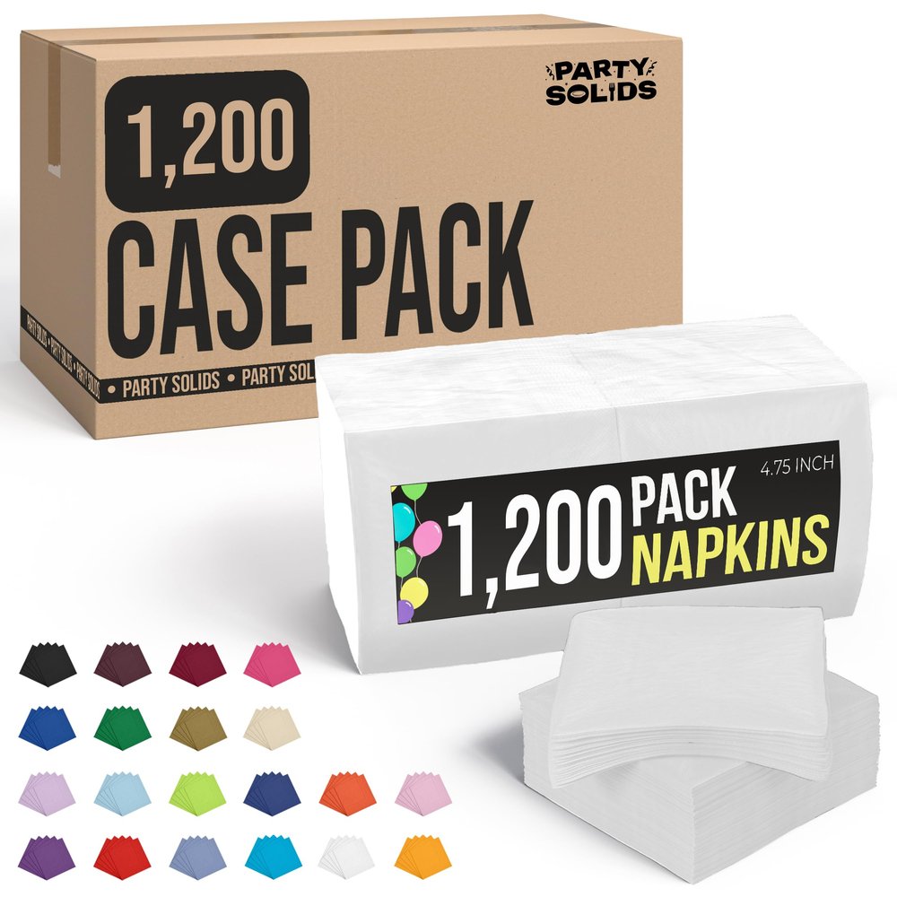 Party Solids White Bulk Napkins Disposable Everyday 1,200 Pcs 2 Ply White Dinner Napkins Bulk For Parties & Party Supplies