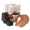 16 oz. Bulk 48 Count Football Disposable Paper Coffee Cups with Lids & Sleeves view 1