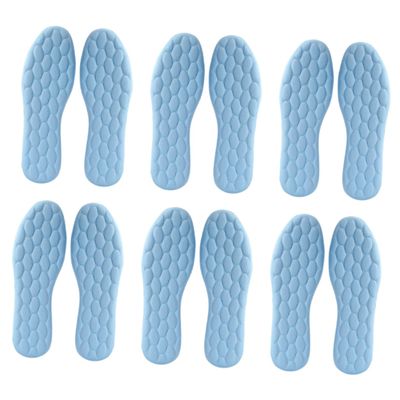 Veemoon 6 Pairs Breathable Shock Absorption Insoles, High Elasticity Non-Slip Sport Shoe Pads 4D Stone Massage Cushion, Sweat-Absorbing, Trim-to-Fit for Men and Women (Blue, Size 39-40)