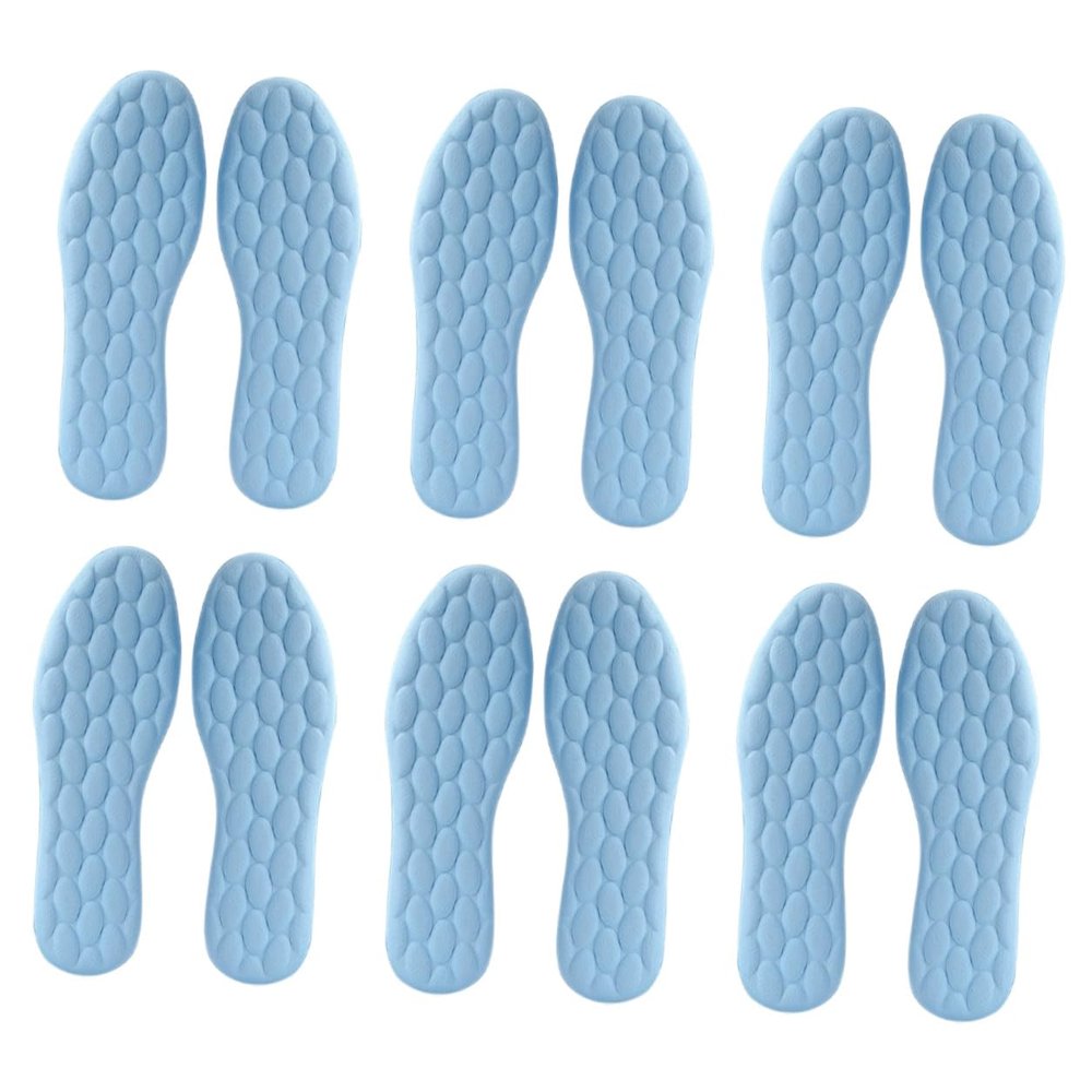 Veemoon 6 Pairs Breathable Shock Absorption Insoles, High Elasticity Non-Slip Sport Shoe Pads 4D Stone Massage Cushion, Sweat-Absorbing, Trim-to-Fit for Men and Women (Blue, Size 39-40)