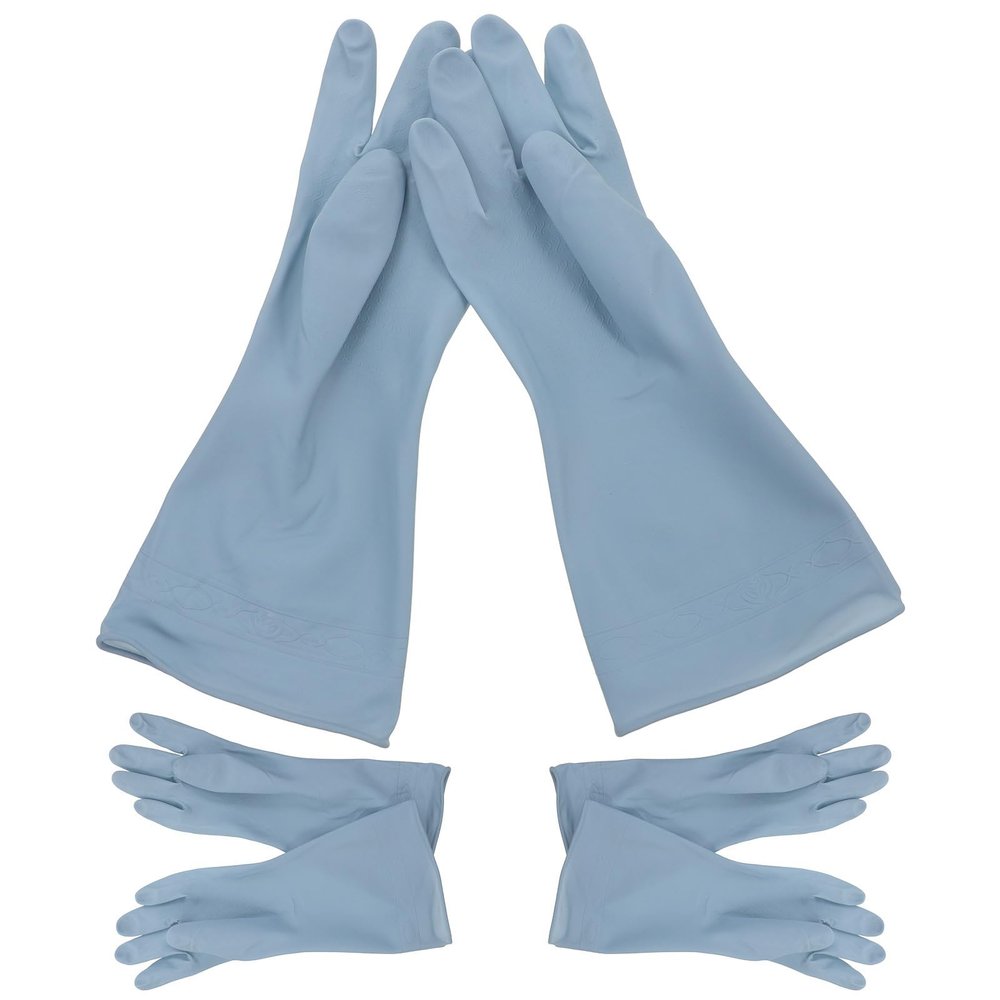 ARTIBETTER Dishwashing Gloves Kitchen Waterproof PVC Rubber Gloves Medium Size for Household Dishwashing 3 Pairs Blue