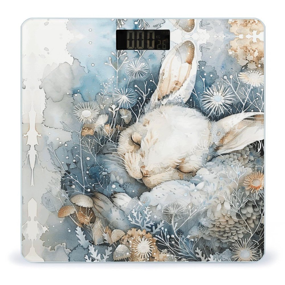 A Sleeping Rabbit Bathroom Scale Ultra-Bright Liquid Crystal Screen Weight Scale Accurate Bathroom Body Scales for Body Weight Bathroom Pet Home Bedroom Gift-Giving