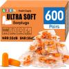 AZEN 600 Pairs Ear Plugs, NRR 32dB Soft Foam Ear Plugs for Sleeping Noise Cancelling, Earplugs for Concerts Shooting Swimming Noise Reduction,Individually Wrapped (Orange) view 1