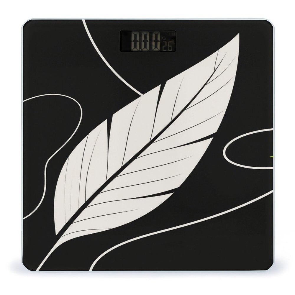 Aesthetic Leaf Bathroom Scale for Body Weight Bathroom Digital Electronic Weighing Scale with Back Lit LED Display Sturdy Tempered Glass Weight Watchers Scales 400lb