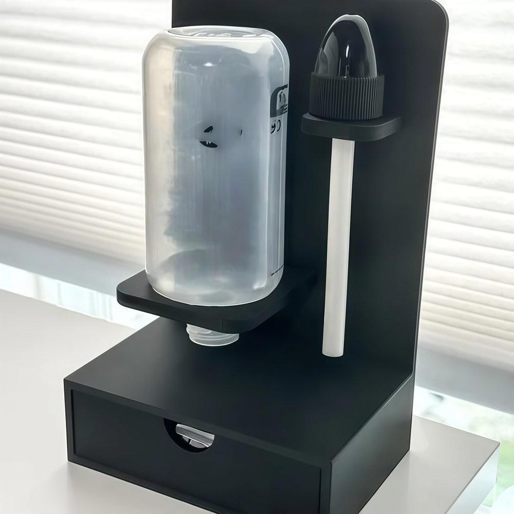 Nasal Rinse Bottle Drying Stand for NeilMed | Secure Holder & Storage Rack for NasaFlo & Sinus Rinse Bottles | Compact Countertop Organizer, Air Dry & Drain (Black)