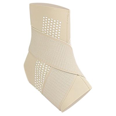 CATIEBYE Sports Ankle Brace Support Wrap with Built-In Cushion Skin Color Large Ankle Protector Sleeve and Foot Compression Suitable for Running and Football