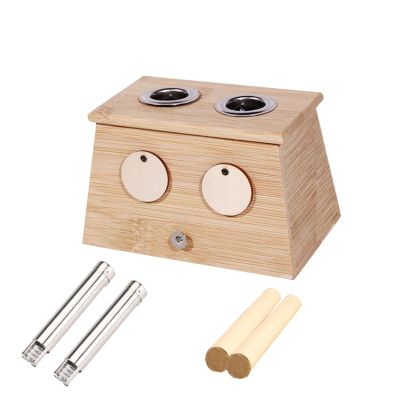 ZDOYUN Moxa Box Wood Care Health Moxibustion Box Device Smoke Portable Smoke Filter Moxa Stick Burner Holder Kit(2 Holes)