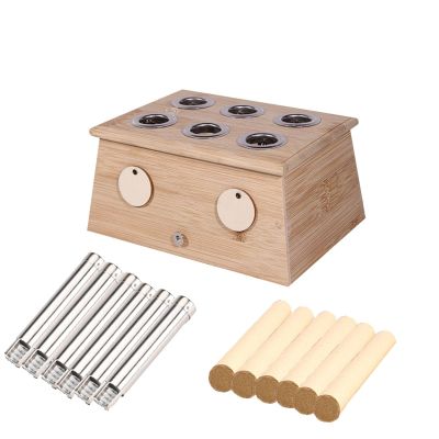 ZDOYUN Moxa Box Wood Care Health Moxibustion Box Device Smoke Portable Smoke Filter Moxa Stick Burner Holder Kit(6 Holes)