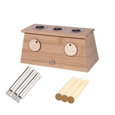 ZDOYUN Moxa Box Wood Care Health Moxibustion Box Device Smoke Portable Smoke Filter Moxa Stick Burner Holder Kit(3 Holes)
