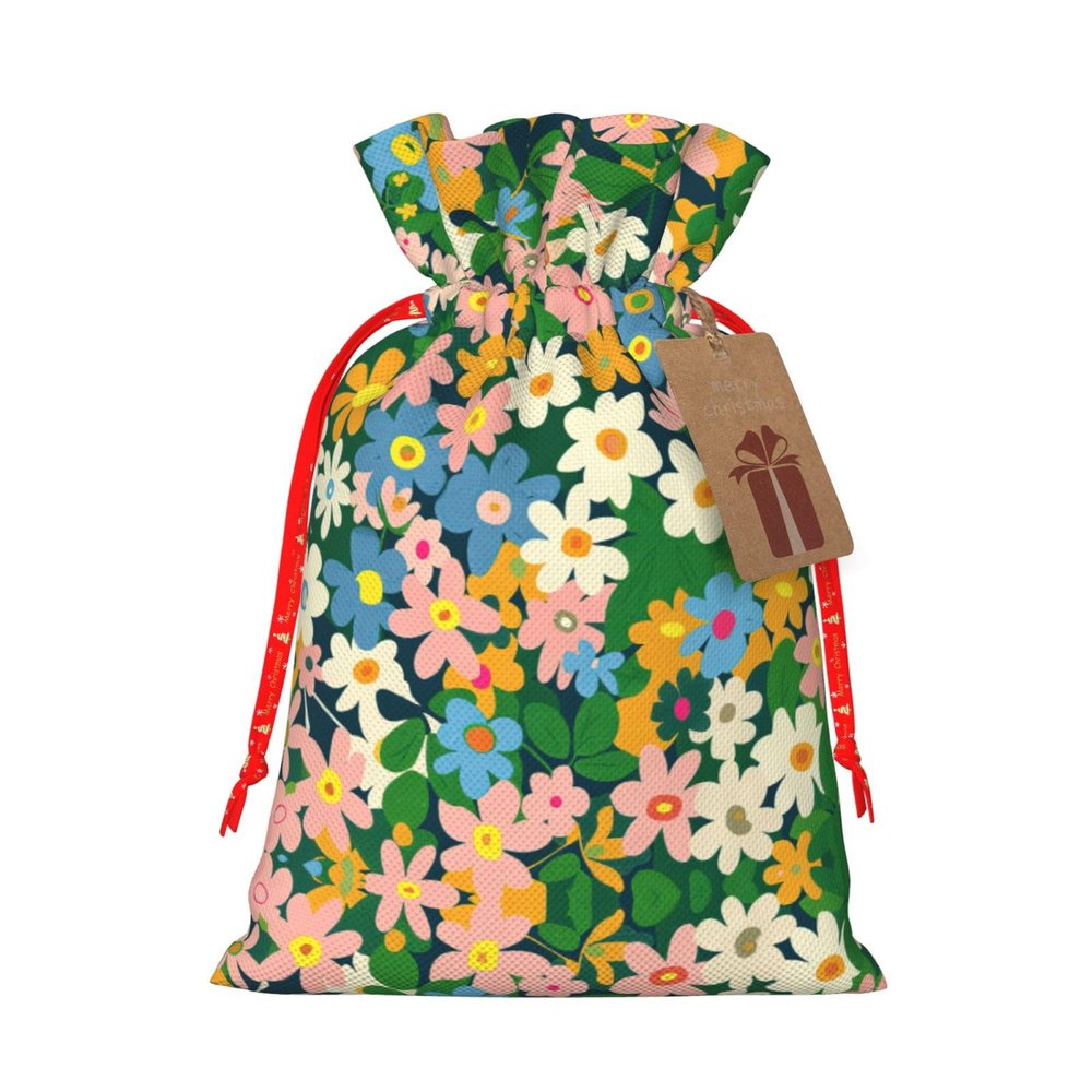 AACPPB Colorful Dense Flower Cluste Print Drawstring Gift Bags Various Sizes Perfect For Gifts Bulk Plastic Packaging Bags