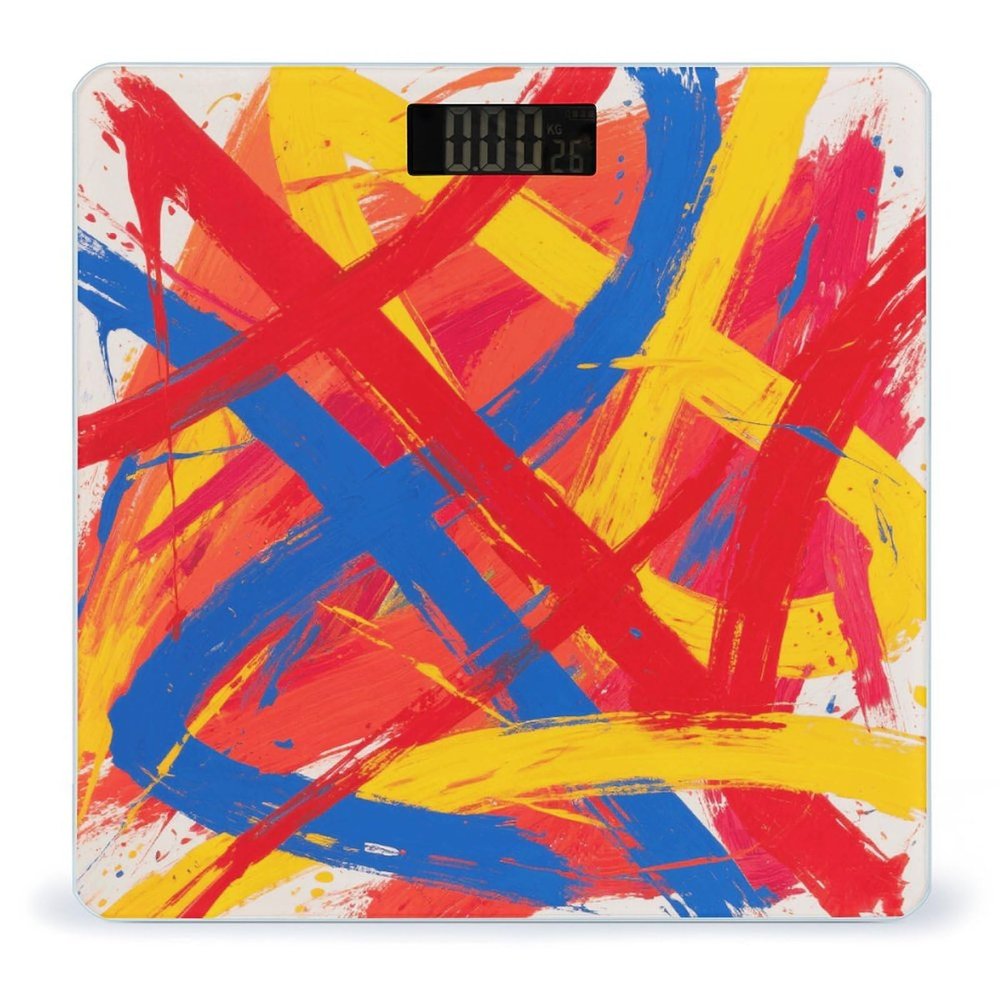 Abstract Art Bathroom Scale for Body Weight Bathroom Digital Electronic Weighing Scale with Back Lit LED Display Sturdy Tempered Glass Weight Watchers Scales 400lb