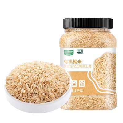 Brown Rice, Whole Grain Rice, Premium Selected Grains, 1kg (35.27 oz) Jar Packaging, China Organic Certified, Specialty Rice for Quality-Focused Cooking