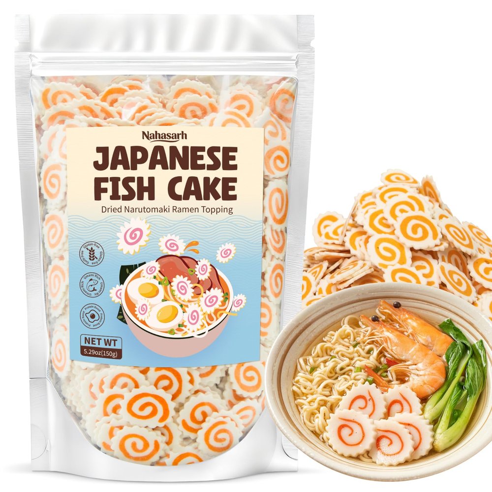 5.29oz Dehydrated Fish Cake Narutomaki Noodle Topping Japanese Ramen Noodle Topping, Dried Narutomaki Fish Cake Slices for Ramen, Udon, Instant Noodles, Soup, Easy-to-Use Authentic Asian Soup Garnish