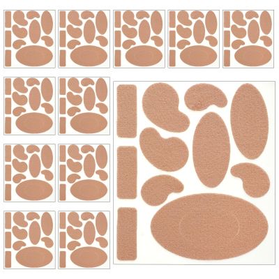12 Sheets Adhesive Moleskin for Feet and Shoes, 11 Shapes Blister Prevention Pads Mole Skin Tape Stickers for Feet Heel Shoes Padding