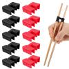 10 PCS Chopstick Helper, Reusable Chopstick Trainer with Hinges, Training Chopsticks for Many Age Adult Beginner Trainers Learner Practice (Black, Red) view 1