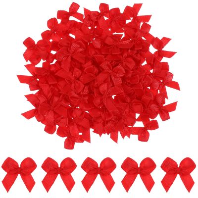 100PCS Mini Red Bows, Mini Satin Ribbon Bows, Small Red Bow, Tiny Bow for DIY Crafts, Sewing, Gift Wrapping, Wedding, Birthday, Christmas, Party, Scrapbooking and Decorations (2.2x2.2cm)