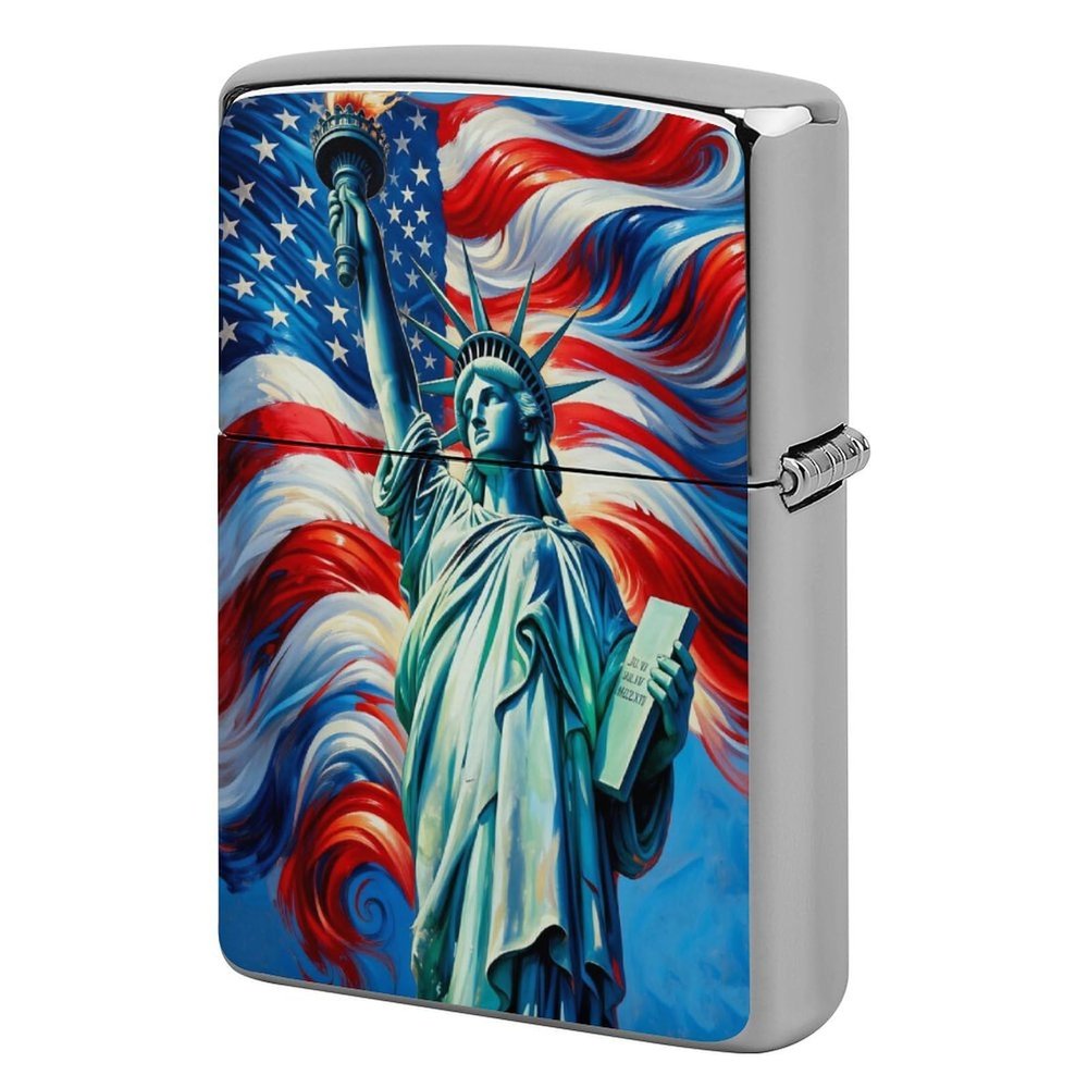 American Flag Statue of Liberty Lighter Case, Cool Lighters Cover, Copper Lighter Case, for Son Dad Husband Him