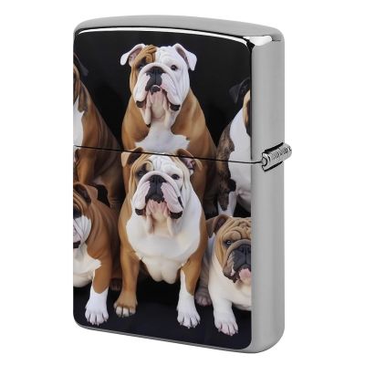 English Bulldogs Lighter Case Classic Pocket Lighter Cover Windproof Flip-Top Metal Lighters Sleeve Double-Sided Lighters Covers for Men Women